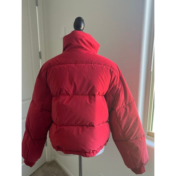 NWT GB Red Puffer Zip Front High Neckline Functional Pockets Cropped Jacket XL - Picture 6 of 13